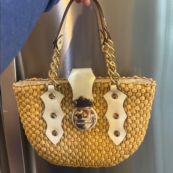 Michael Kors Santorini Straw Bag with White Leather Accents - Picture 6 of 16